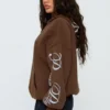 Princess Polly Script Text Hoodie Brown