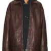 Women Olivia Brown Oversized Leather Jacket