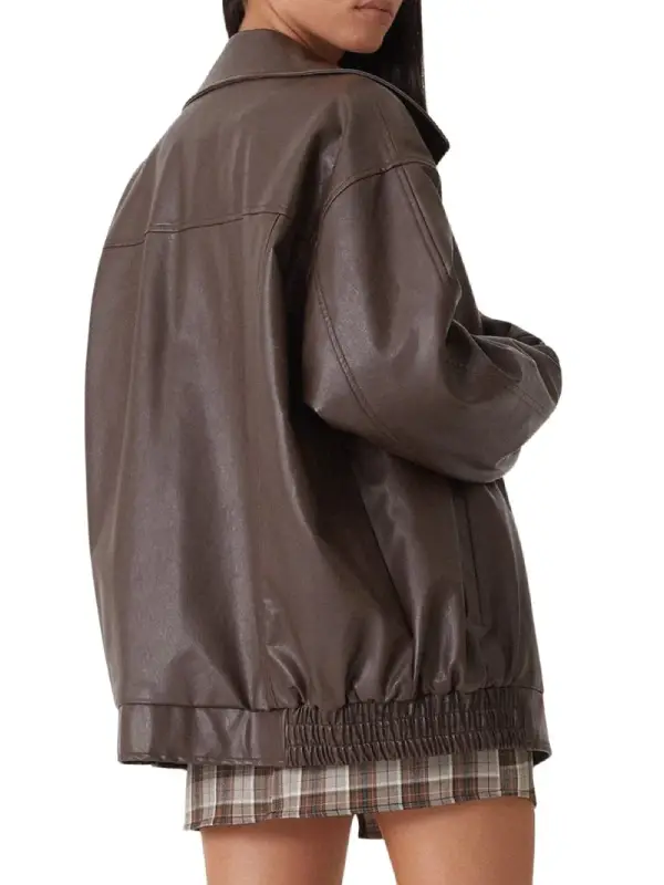 Womens Brown Oversized Baggy Leather Jacket