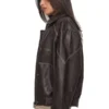 Women's Jaxton Faux Brown Oversized Leather Jacket