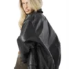 Womens Oversized Black Faux Leather Jacket