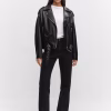 Womens Oversized Leather Effect Jacket