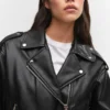 Womens Oversized Leather Effect Jacket - Image 4