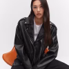 Womens Oversized Leather Effect Jacket