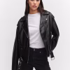 Womens Oversized Leather Effect Jacket