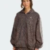 Adidas Leopard Firebird Oversized Track Jacket Brown