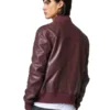Barneys Burgundy Bomber Leather Jacket For Mens