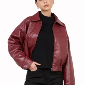 Burgundy Leather Short Jacket