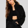 Cord Puffer Jacket Black