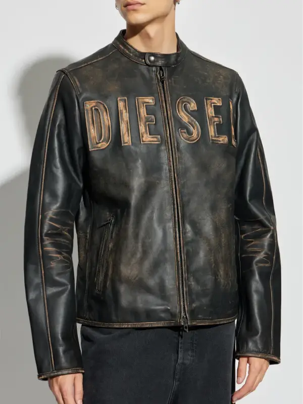 Diesel Leather Jacket | Diesel Logo-Embossed Leather Jacket