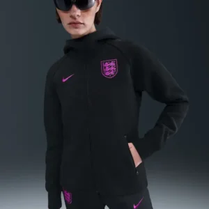 England Tech Windrunner Women's Nike Football Fleece Full-Zip Hoodie Black