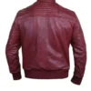 Flashy Sangria Leather Bomber Jacket
