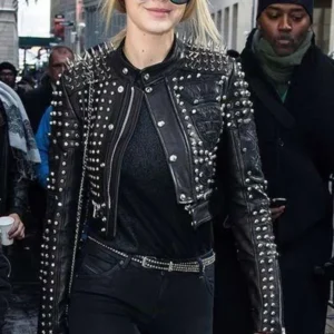Gigi Hadid Black Studded Leather Jacket