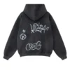 Inflation Graffiti Washed Black Zip-Up Hoodie