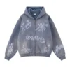 Inflation Graffiti Washed Zip-Up Hoodie Blue