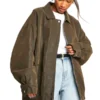 Vintage Look Oversized Leather Bomber Jacket
