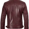 Vintage Effect Burgundy Leather Jacket