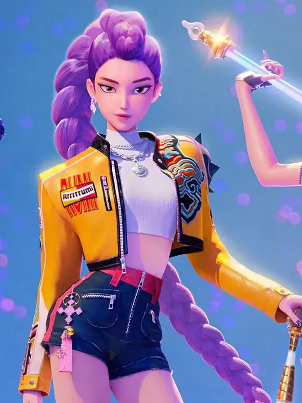 KPop Demon Hunters Rumi Yellow Leather Jacket