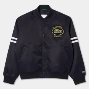Lacoste Vintage Patch Varsity Jacket Black
