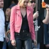 Leather Biker Jacket Gigi Hadid Pink