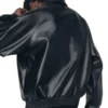 Mens Black Leather Raglan Sleeve Oversized Jacket