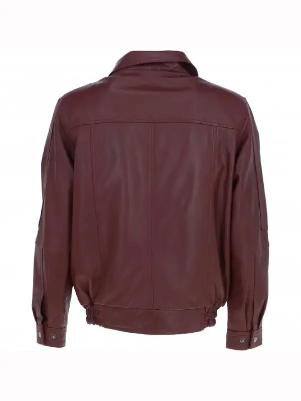 Men's Brando Burgundy Bomber Leather Jacket