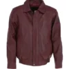 Men's Burgundy Leather Brando Bomber Jacket