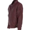 Men's Leather Brando Burgundy Bomber Jacket