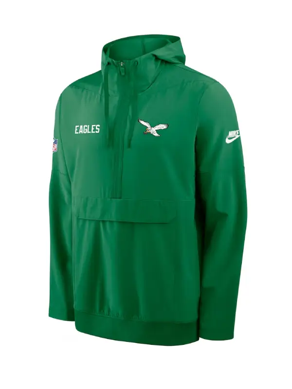Men's Nike Kelly Green Philadelphia Eagles Sideline Alt Pack Anorak Half-Zip Hoodie Jacket