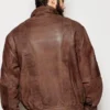 Mens Oversized Leather Brown Bomber Jacket