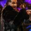 Monday Night Seth Rollins RAW Black Leather Fur Jacket