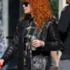 Natasha Black Lyonne Poker Face Leather Coat