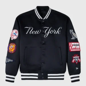 OVO x New Era x MLB Yankees Varsity Jacket Black