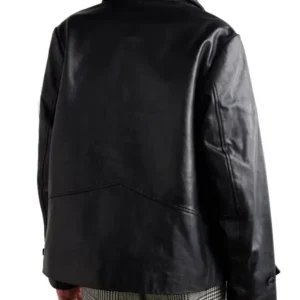 Oversized Continental Cropped Leather Jacket