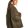 Vintage Look Oversized Leather Bomber Jacket