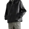Oversized Continental Cropped Leather Jacket