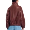 Oversized Crocodile Brown Leather Jacket For Women's