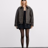 Oversized Worn-Effect Leather Jacket