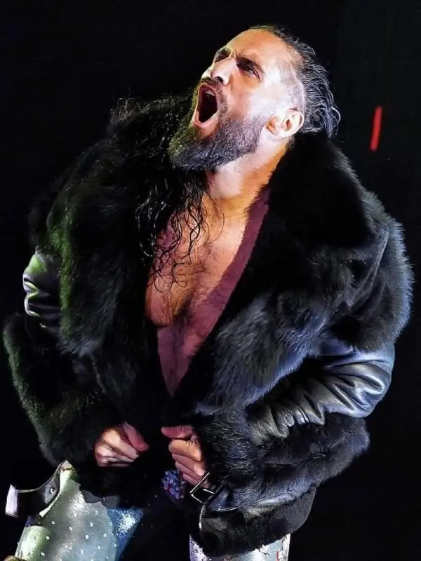 Seth Rollins Black Fur Jacket