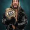 Seth Rollins Fur Leather Jacket Black