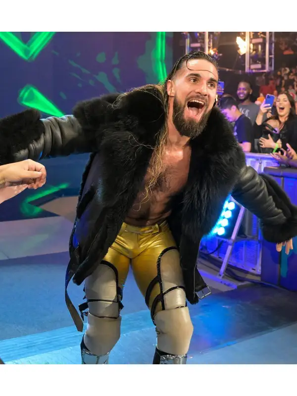 Seth Rollins Shearling Leather Jacket Black