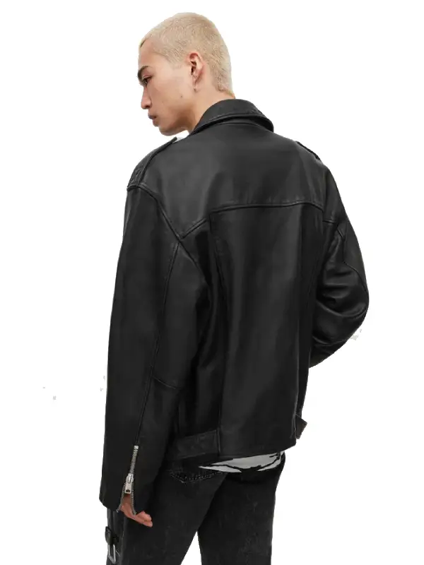 Shoga Oversized Black Biker Leather Jacket