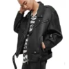 Shoga Oversized Black Leather Biker Jacket