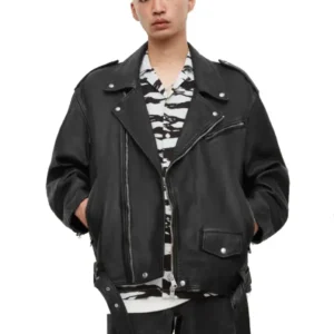 Shoga Oversized Leather Biker Jacket