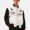 Tommy Hilfiger The APXGP Collection White and Black Satin Varsity Jacket