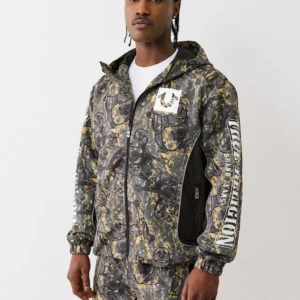 True Religion Buddha Camo Windbreaker Jacket