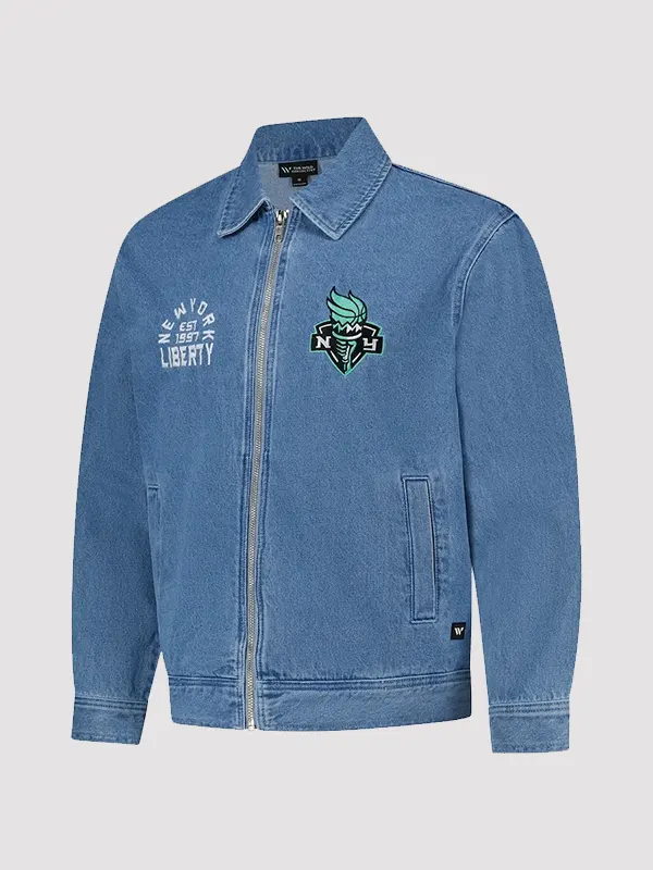 Unisex The Wild Collective New York Liberty Full-Zip Denim Jacket Blue