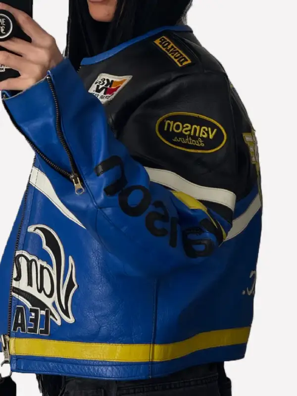 Blue Vanson Leather Motorcycle Jacket | Jackets Junction