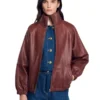 Women's Brown Oversized Crocodile Leather Jacket