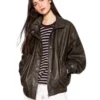 Womens Leather Effect Oversized Jacket